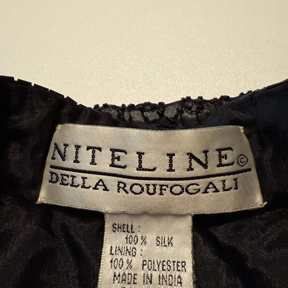 Vintage Niteline Della Roufogali Black Silk Beaded Evening Jacket Size S - Picture 14 of 16